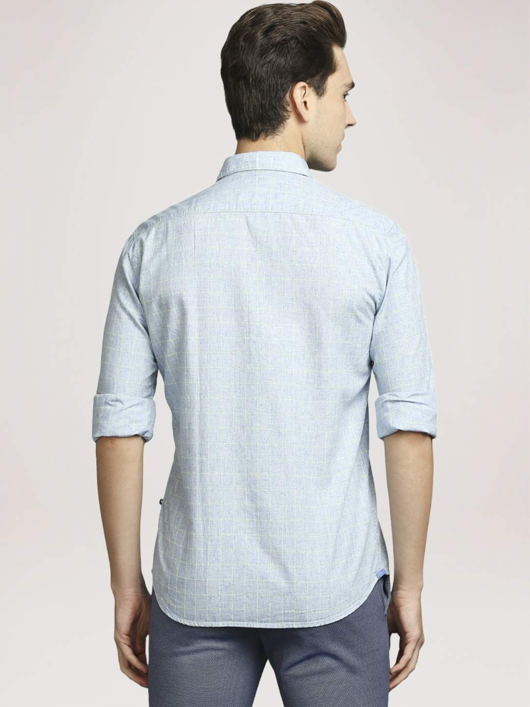 Parx Men Medium Blue Checks Slim Fit Party Shirt