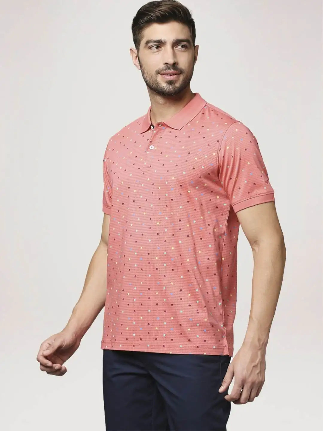 Park Avenue Men Medium Red Printed Slim Fit Casual Polo