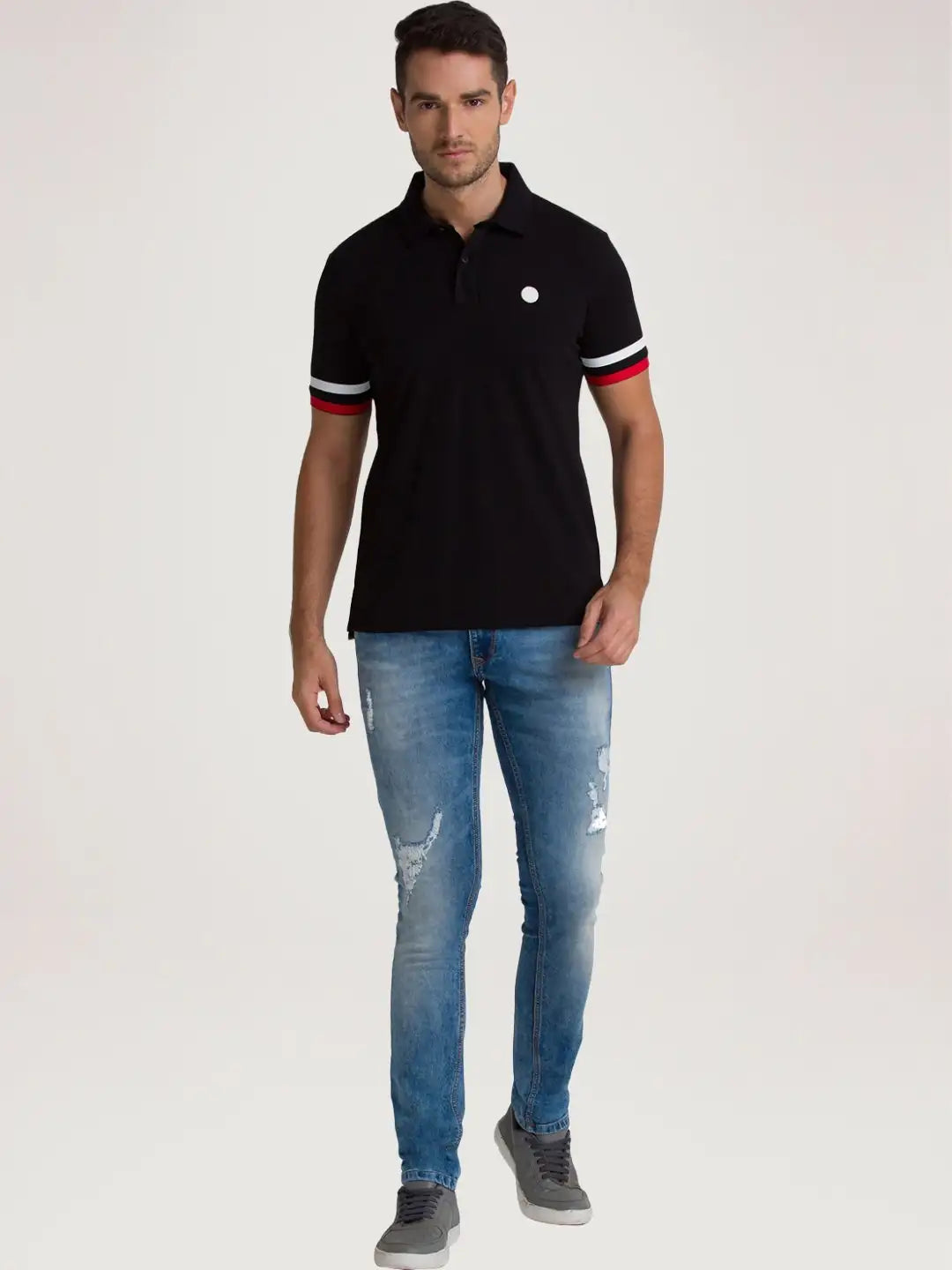Parx Men Black Solid Regular Fit Casual Polo