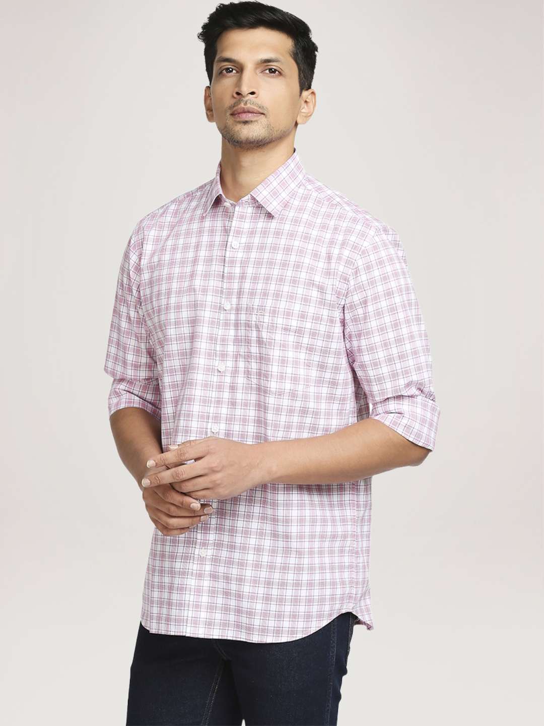 Colorplus Men  Checks Tailored Fit Shirt