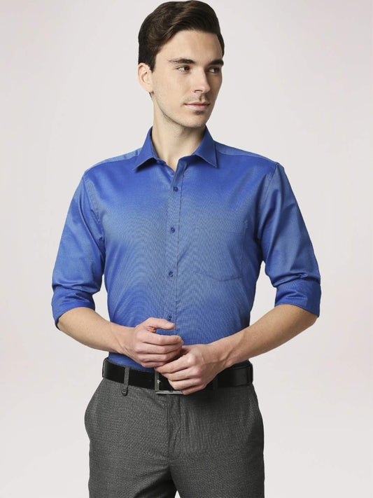 Park Avenue Men Blue Solid Slim Fit Work Shirt