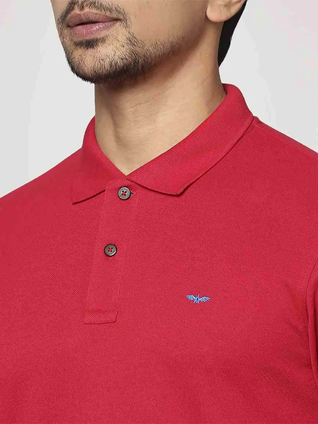 Park Avenue Men Medium Red Solid Slim Fit Casual Polo