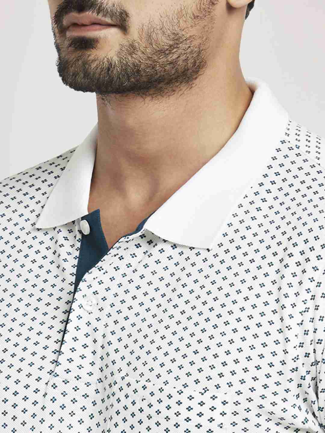 Colorplus Men White Printed Tailored Fit Casual T-Shirt