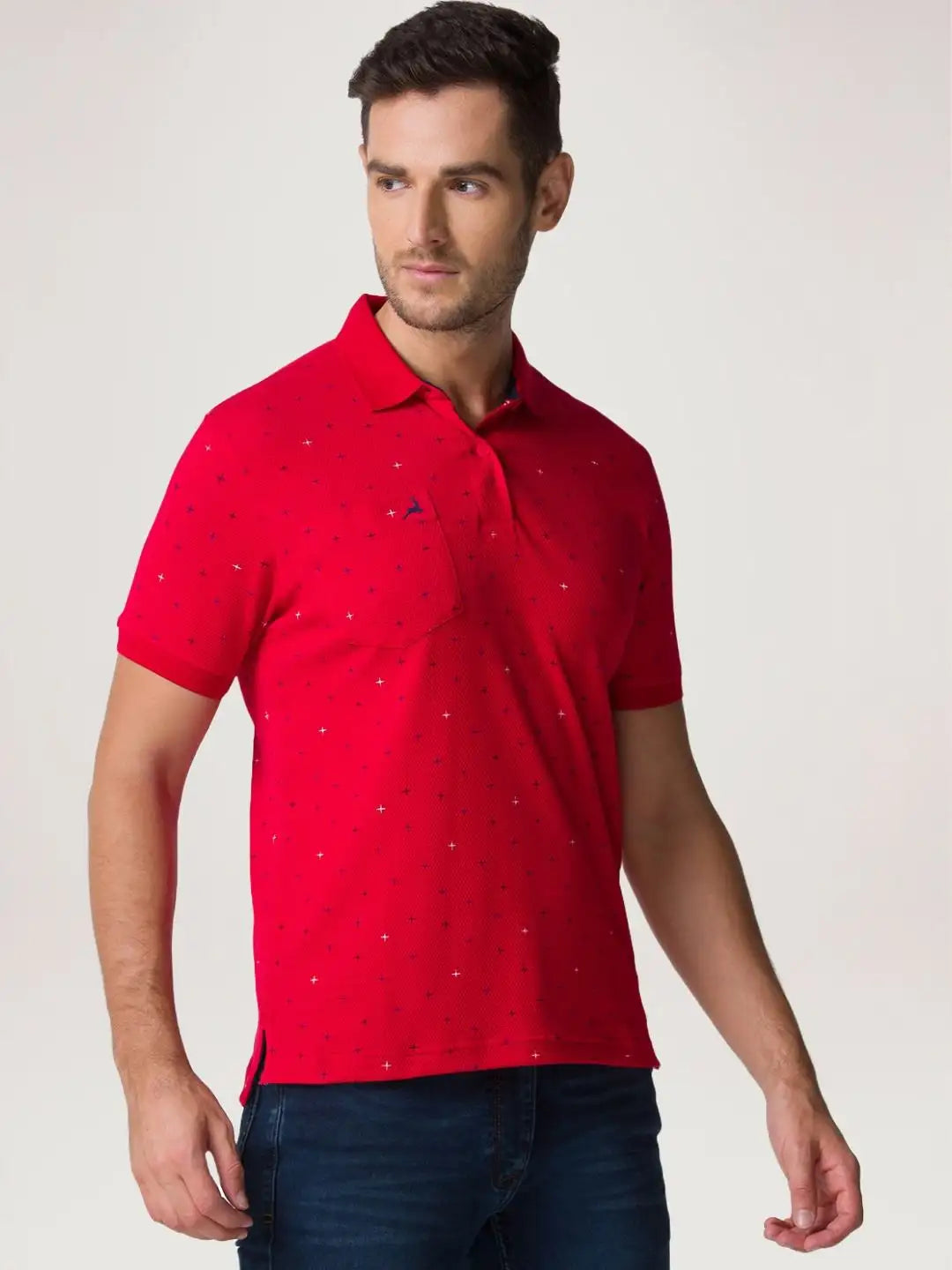 Parx Men Medium Red Printed Regular Fit Casual Polo