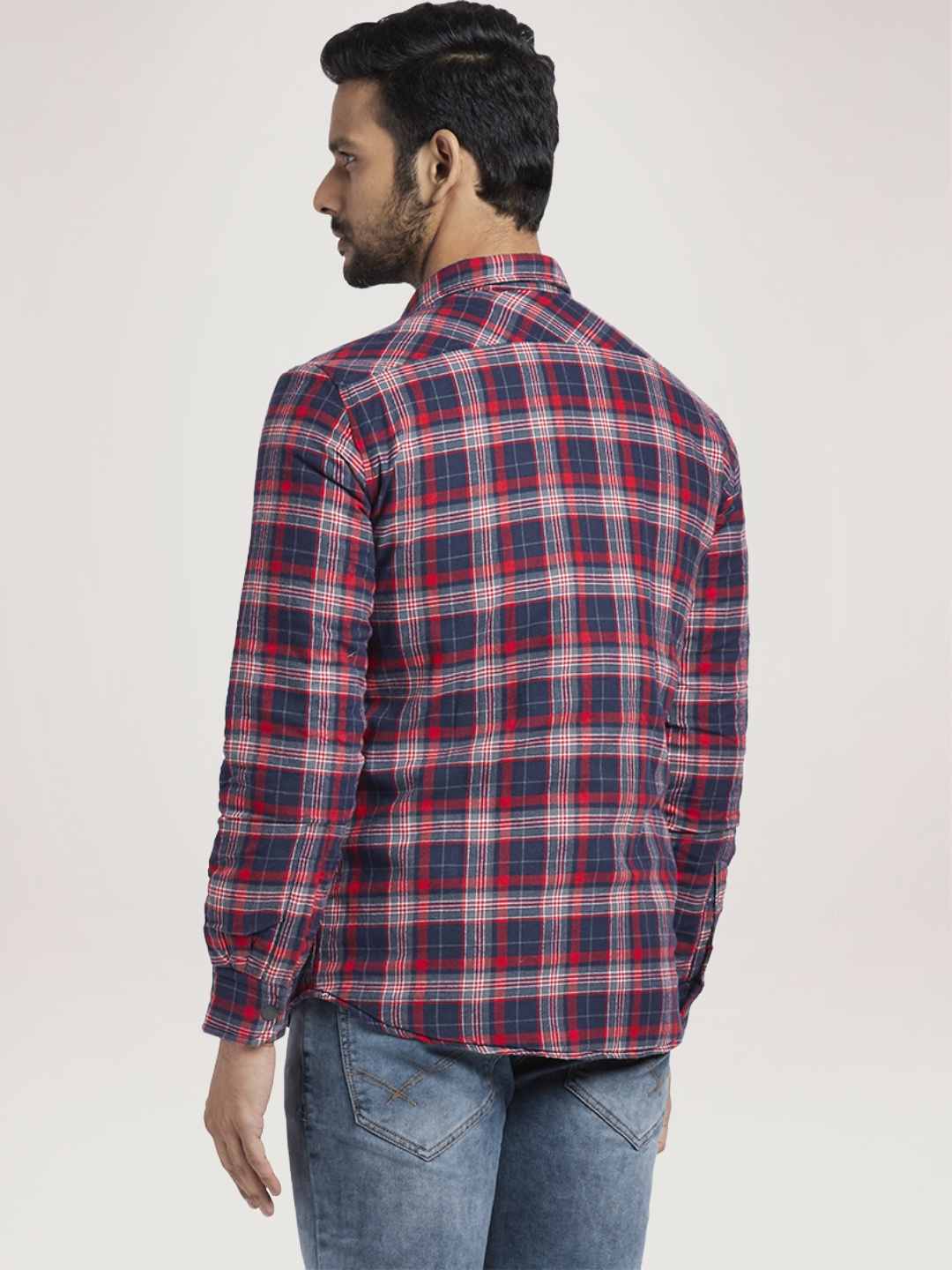 Parx Men Medium Red Checks Slim Fit Party Shirt