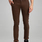 Parx Men Dark Brown Printed Super Slim Fit Work Trouser