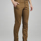 Parx Men Dark Brown Solid Tapered Fit Work Trouser