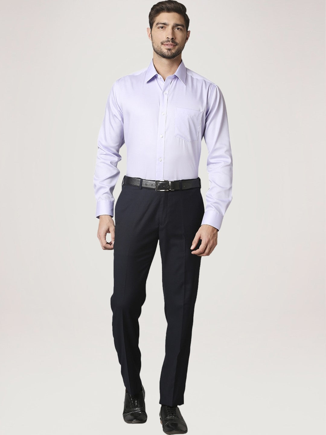 Park Avenue Men Medium Violet Solid Regular Fit Work Shirt
