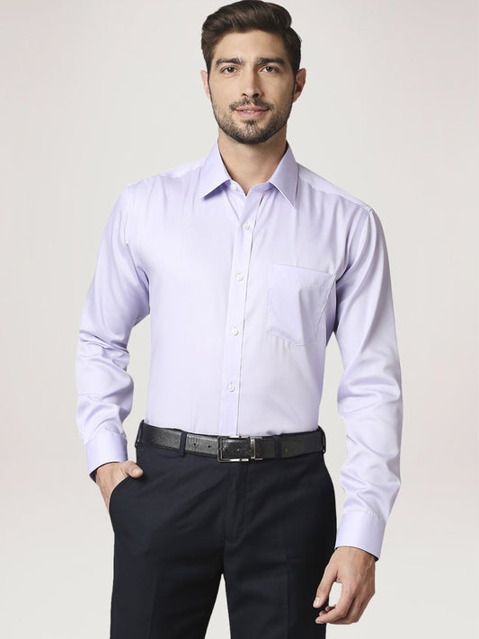 Park Avenue Men Medium Violet Solid Regular Fit Work Shirt
