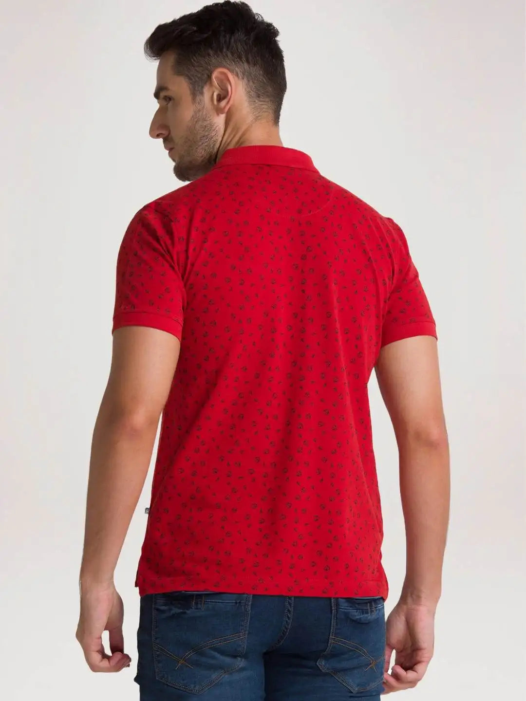 Parx Men Dark Orange Printed Regular Fit Casual Polo