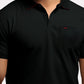 Men Black Tailored Fit Solid Cotton Half Sleeve T-Shirt