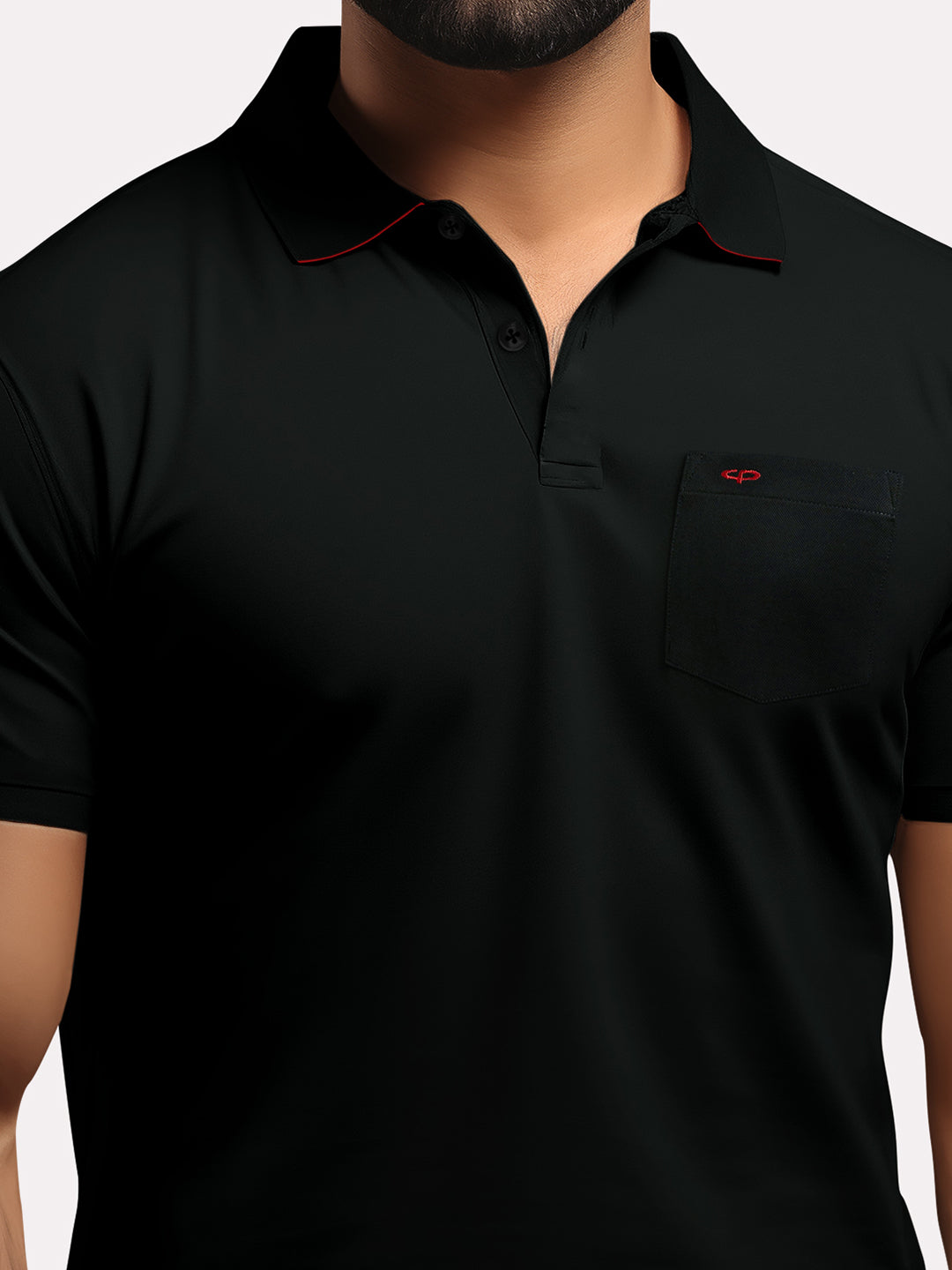 Men Black Tailored Fit Solid Cotton Half Sleeve T-Shirt