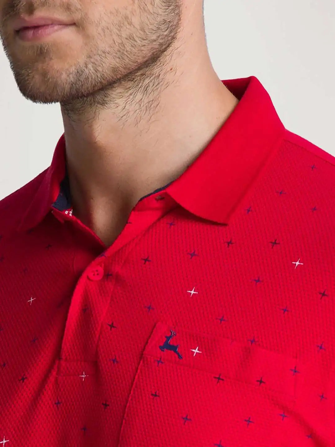 Parx Men Medium Red Printed Regular Fit Casual Polo