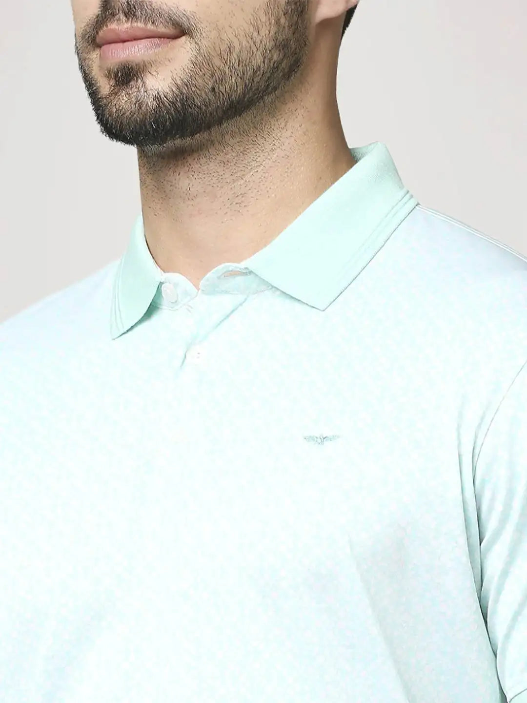 Park Avenue Men Medium Green Printed Slim Fit Casual Polo