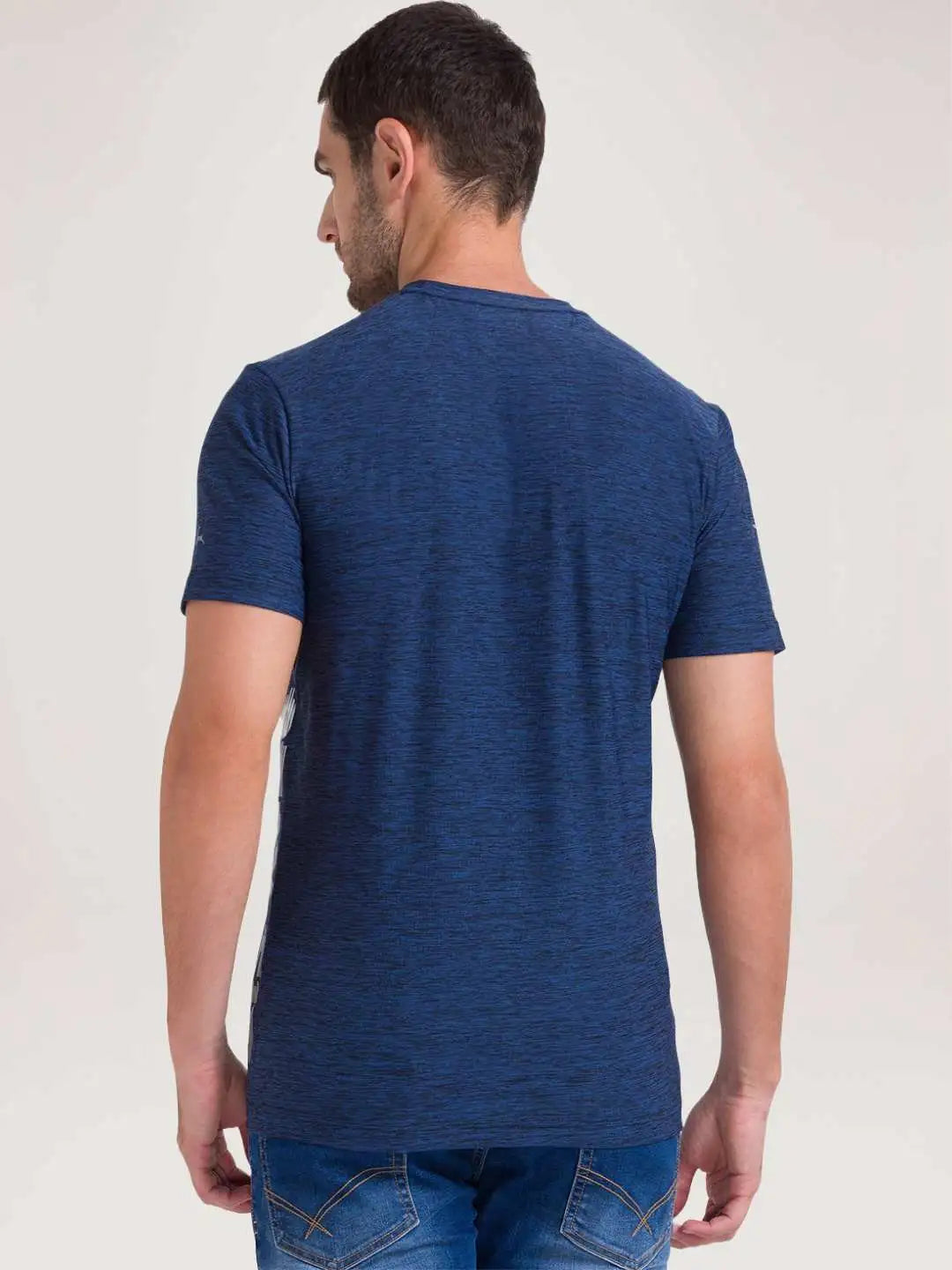 Parx Men Blue Printed Regular Fit Casual T-Shirt