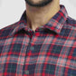 Parx Men Medium Red Checks Slim Fit Party Shirt