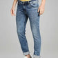 Parx Men Medium Blue Solid Tapered Fit Casual Jeans