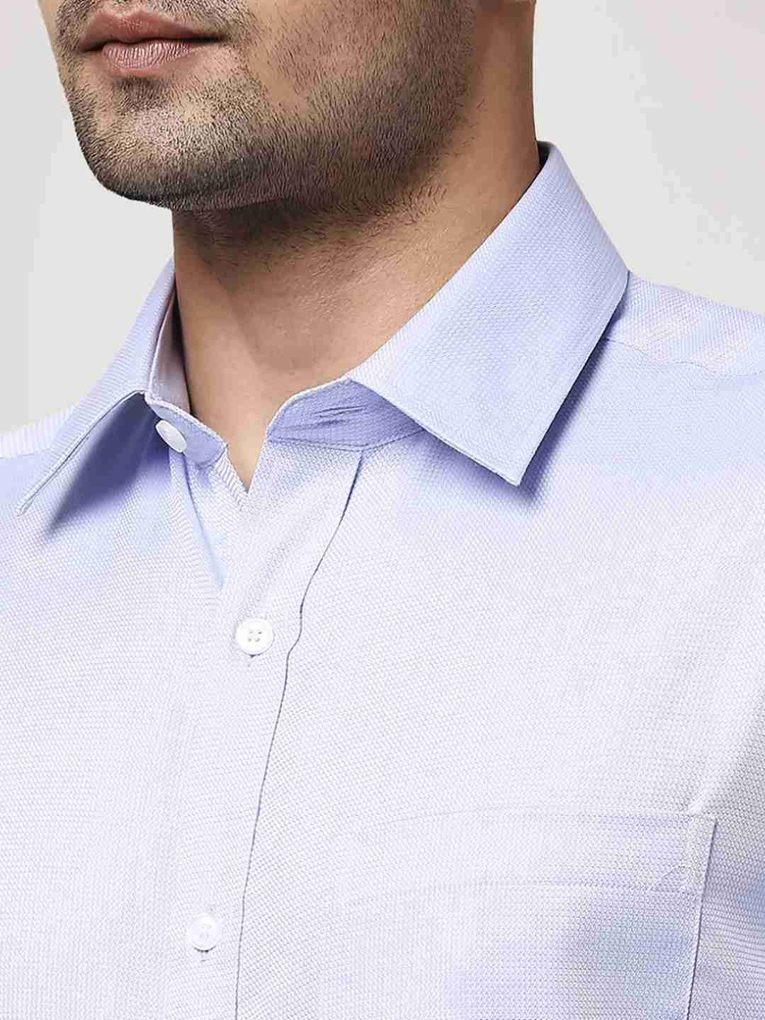 Park Avenue Men Medium Blue Solid Regular Fit Work Shirt