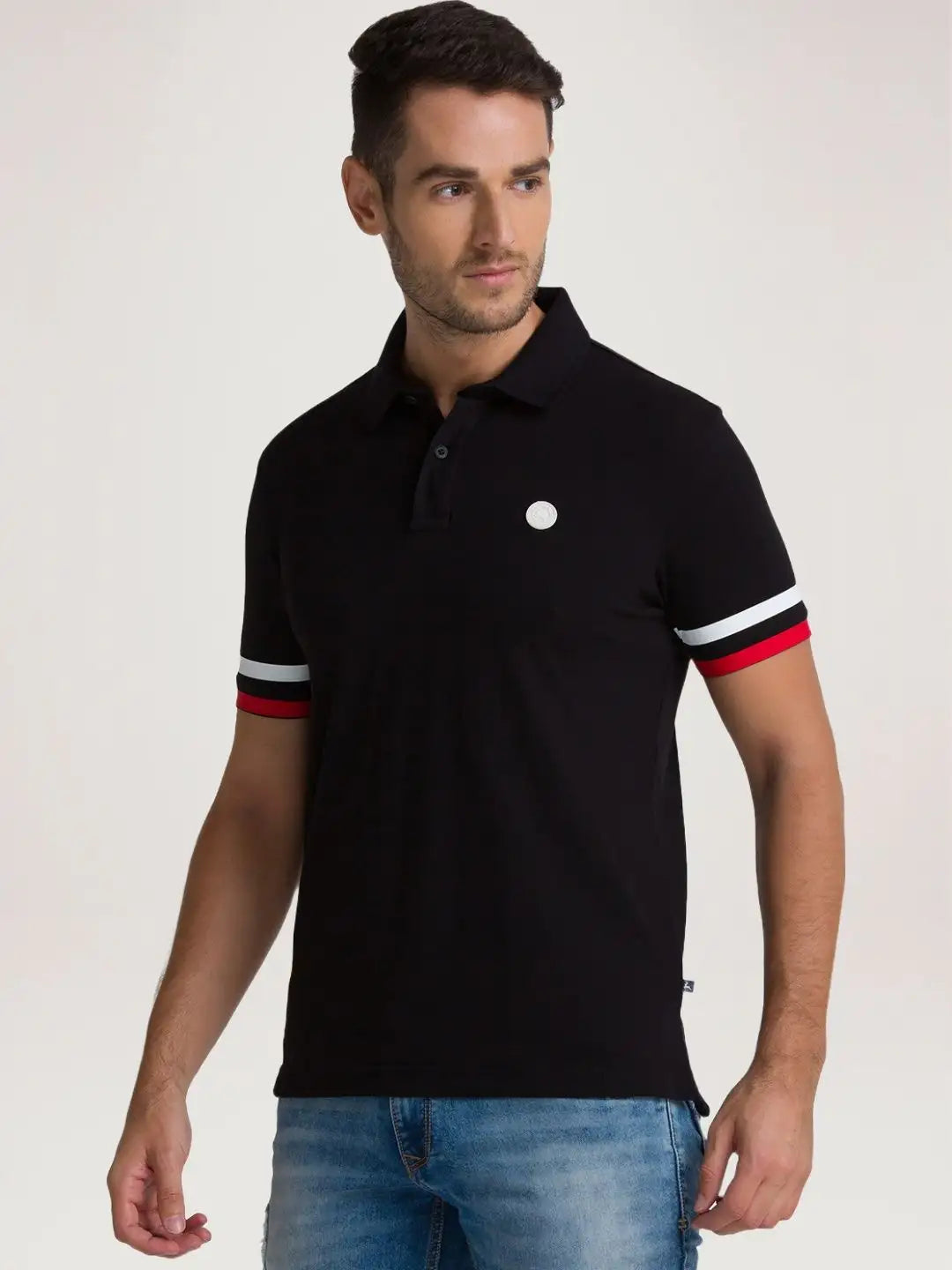 Parx Men Black Solid Regular Fit Casual Polo