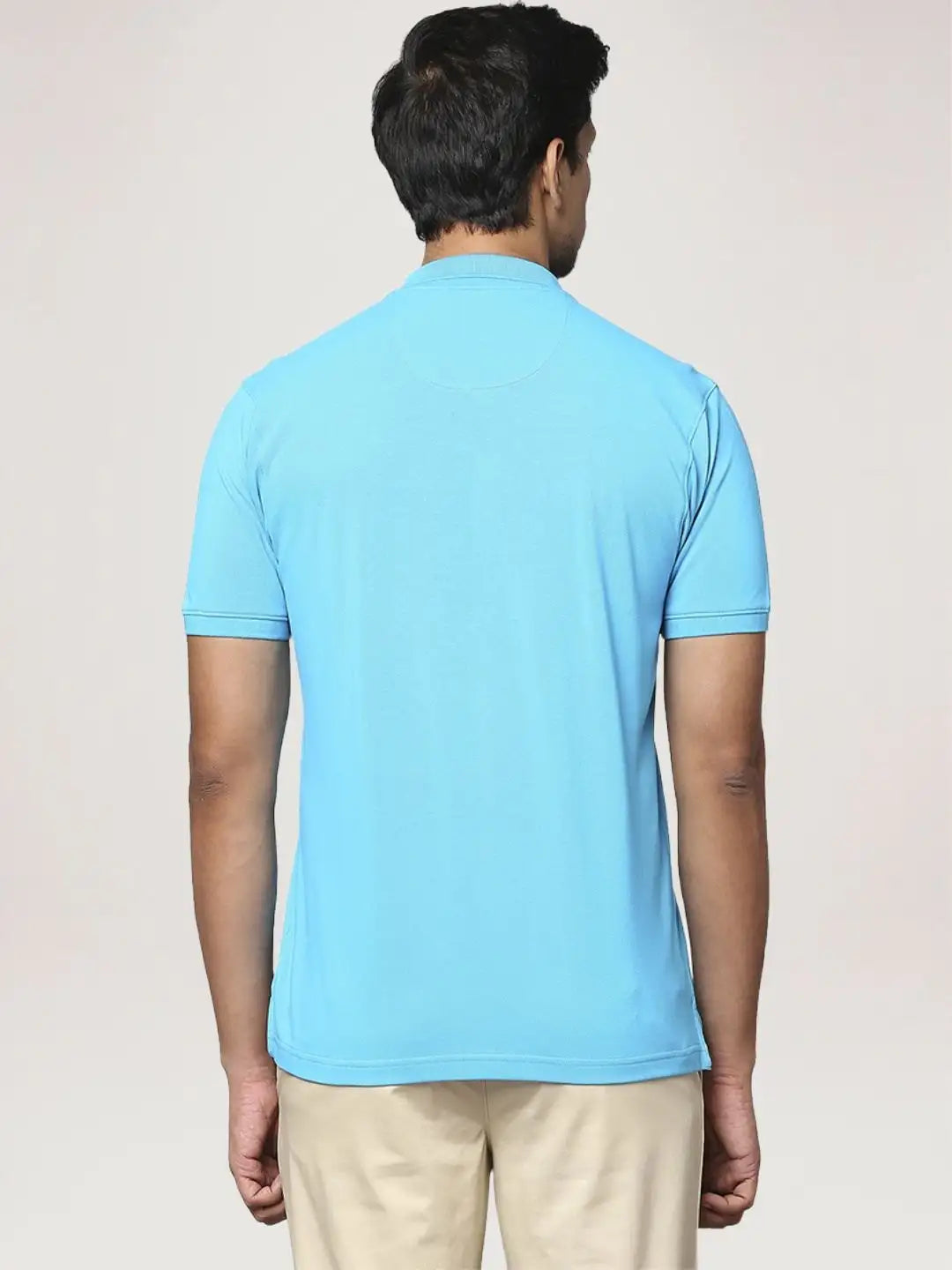 Park Avenue Men Medium Blue Solid Slim Fit Casual Polo