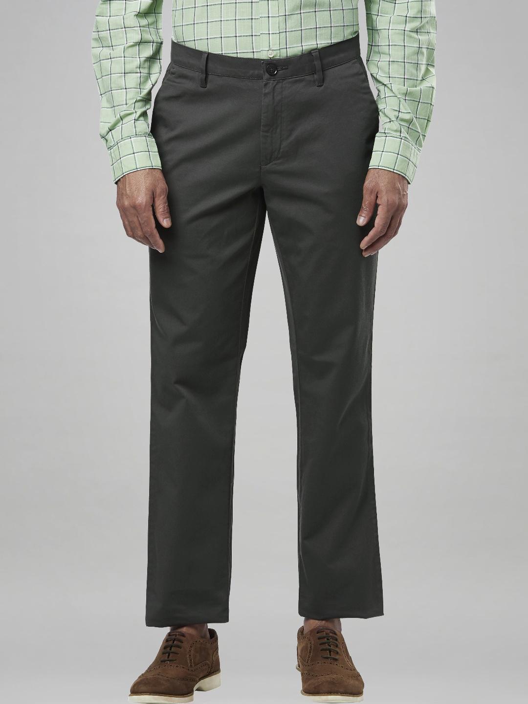 Raymond Men Dark Grey Solid Slim Fit Work chinos