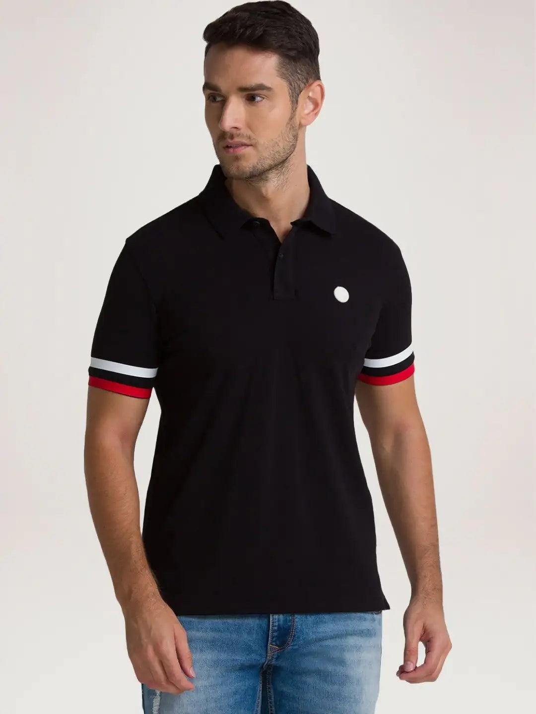 Parx Men Black Solid Regular Fit Casual Polo