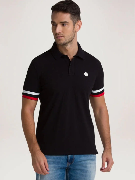 Parx Men Black Solid Regular Fit Casual Polo