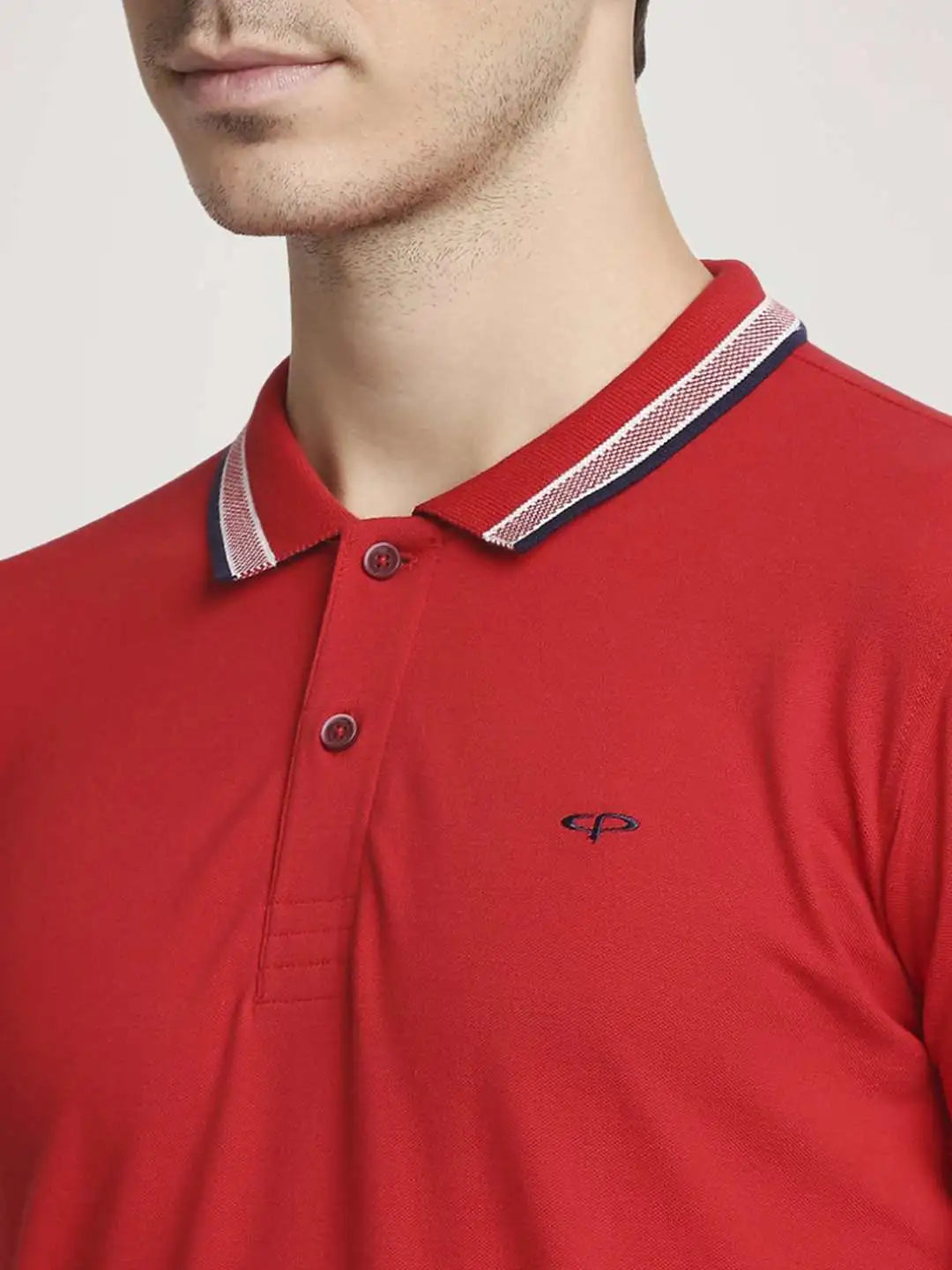 Colorplus Men Medium Red Solid Tailored Fit Casual T-Shirt