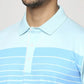 Park Avenue Men Light Blue Printed Slim Fit Casual Polo