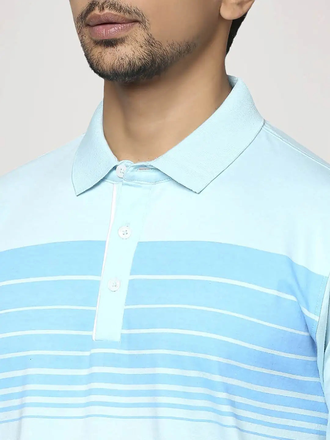 Park Avenue Men Light Blue Printed Slim Fit Casual Polo