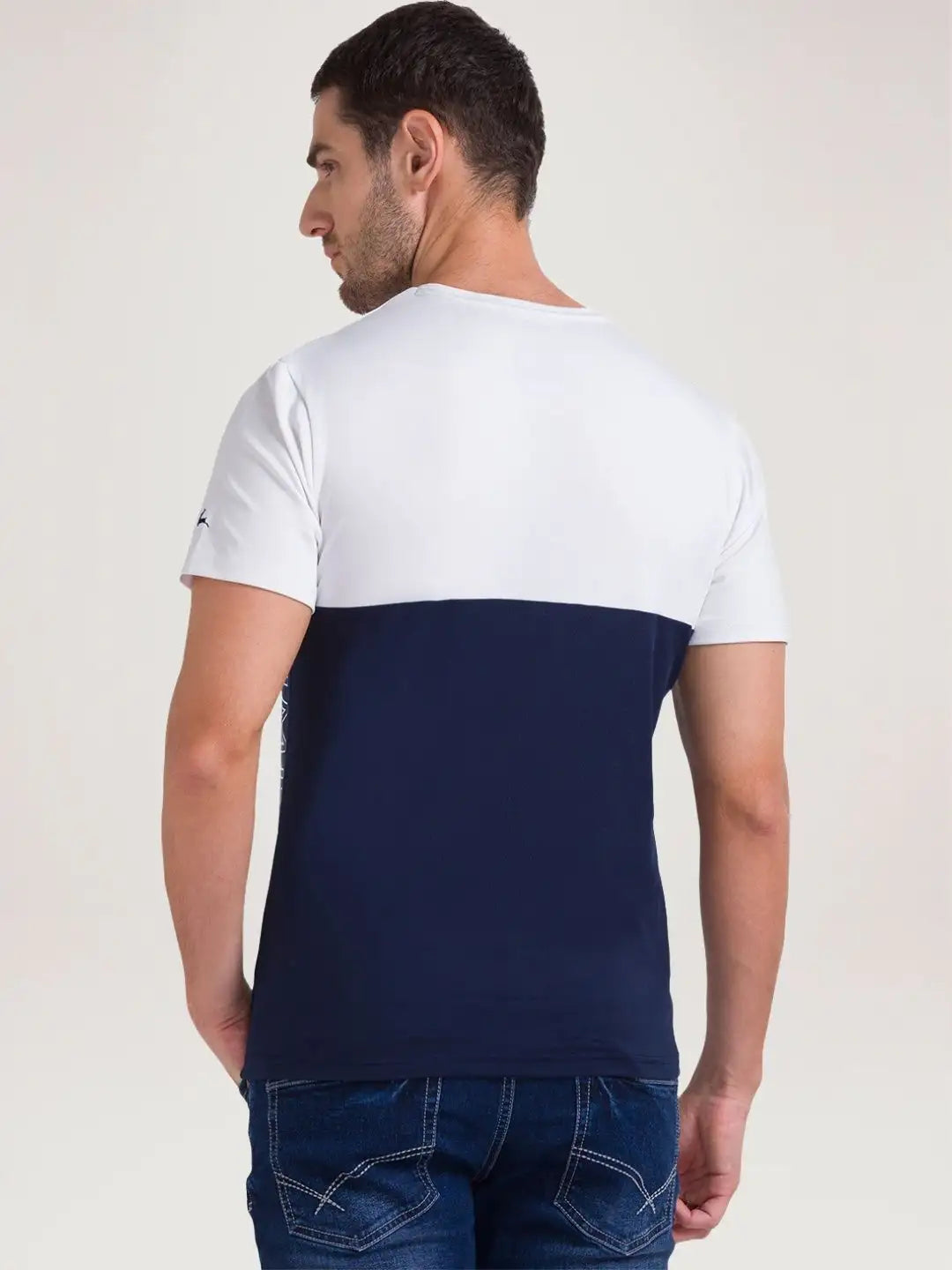 Parx Men Blue Solid Regular Fit Casual T-Shirt