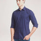 Parx Men Blue Checks Slim Fit Party Shirt