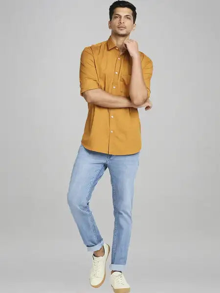 Colorplus Men Blue Solid Tapered Fit Casual Jeans