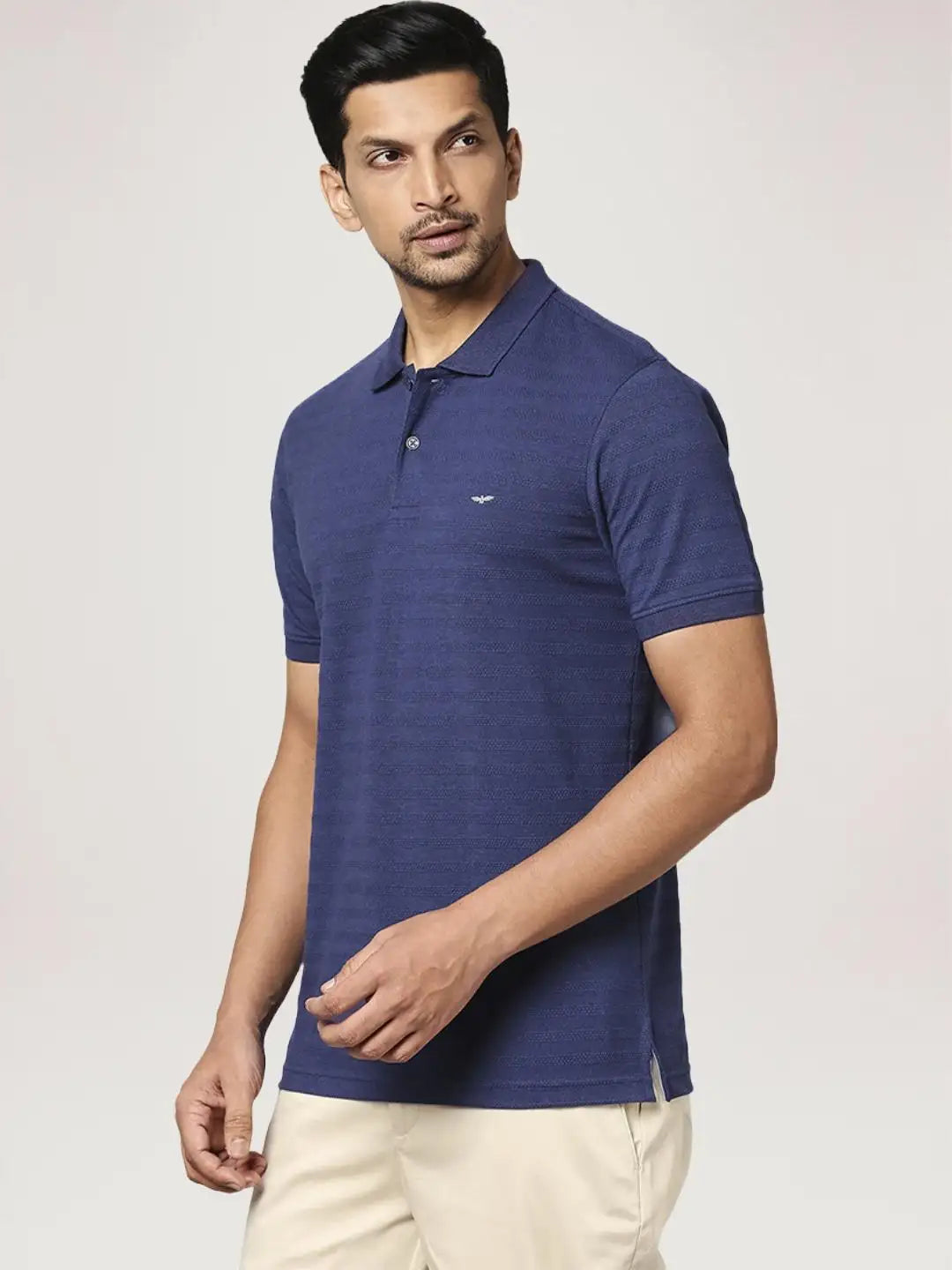 Park Avenue Men Blue Solid Slim Fit Casual Polo