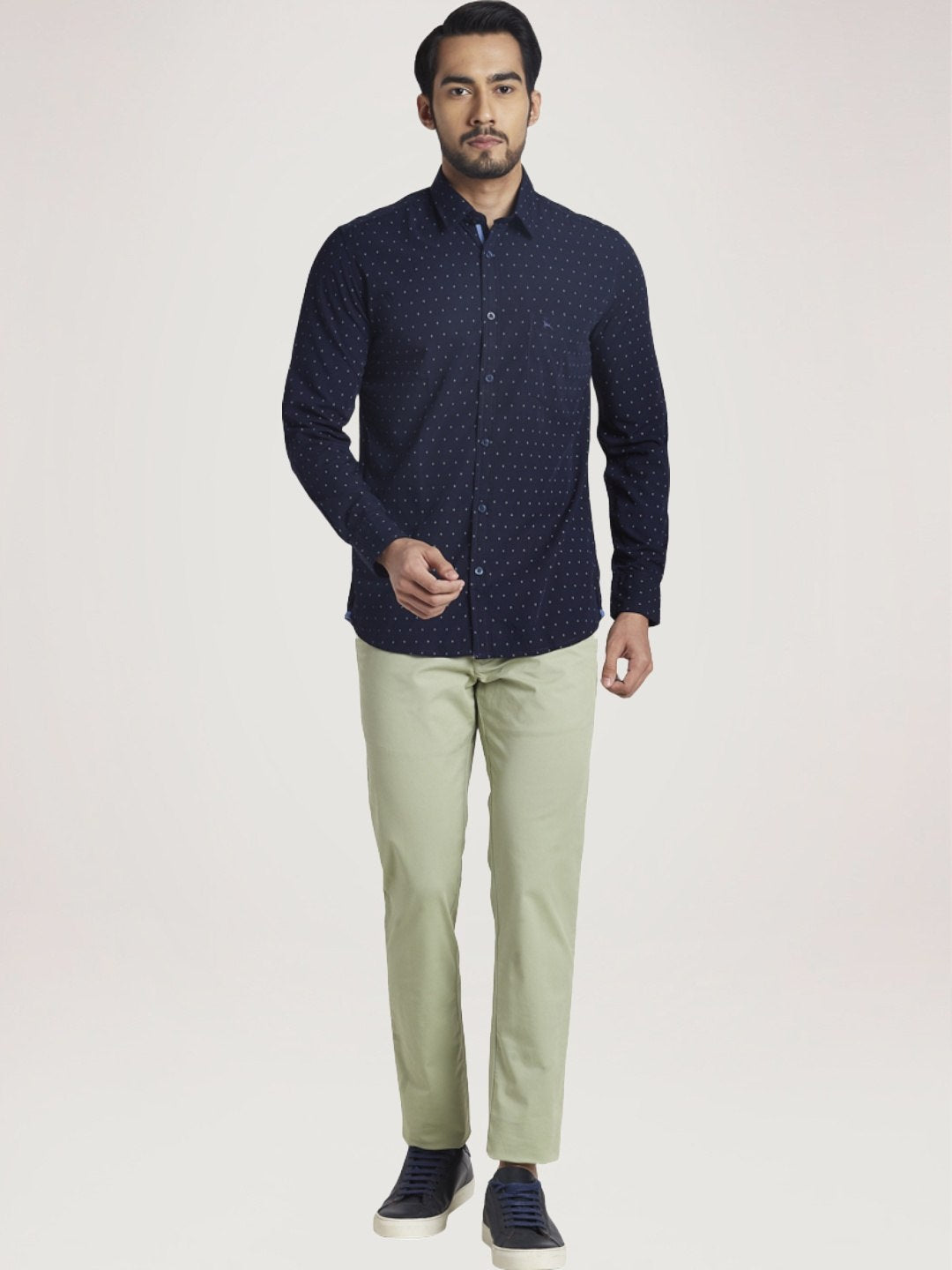 Parx Men Blue Printed Slim Fit Casual Shirt
