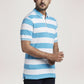 Colorplus Men Medium Blue Stripe Tailored Fit Casual Polo