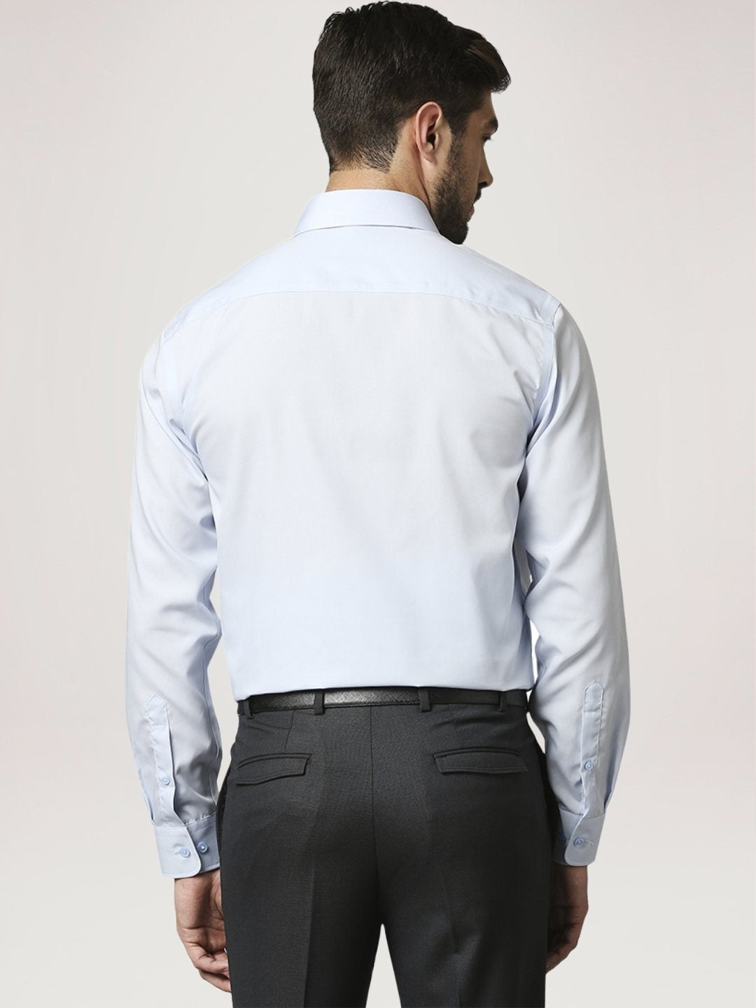 Park Avenue Men Light Blue Solid Regular Fit Work Shirt
