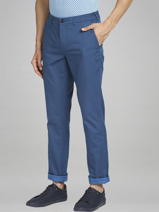 Colorplus Men Blue Printed Regular Fit Casual chinos