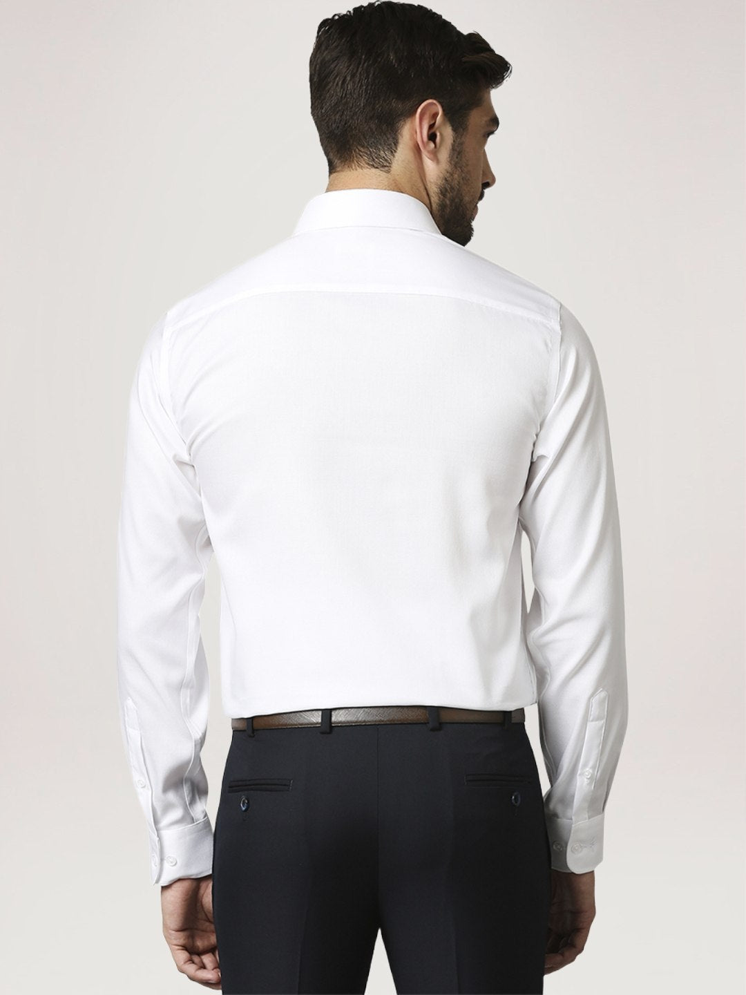 Park Avenue Men White Solid Regular Fit Work Shirt