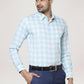 Park Avenue Men Medium Blue Checks Slim Fit Casual Shirt