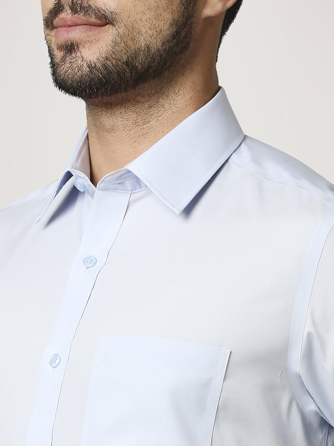 Park Avenue Men Light Blue Solid Regular Fit Work Shirt