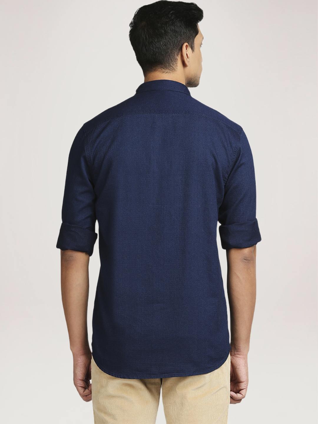 Men’s Indigo Striped V-Neck Full Sleeve T-Shirt – Classic Meets Cool