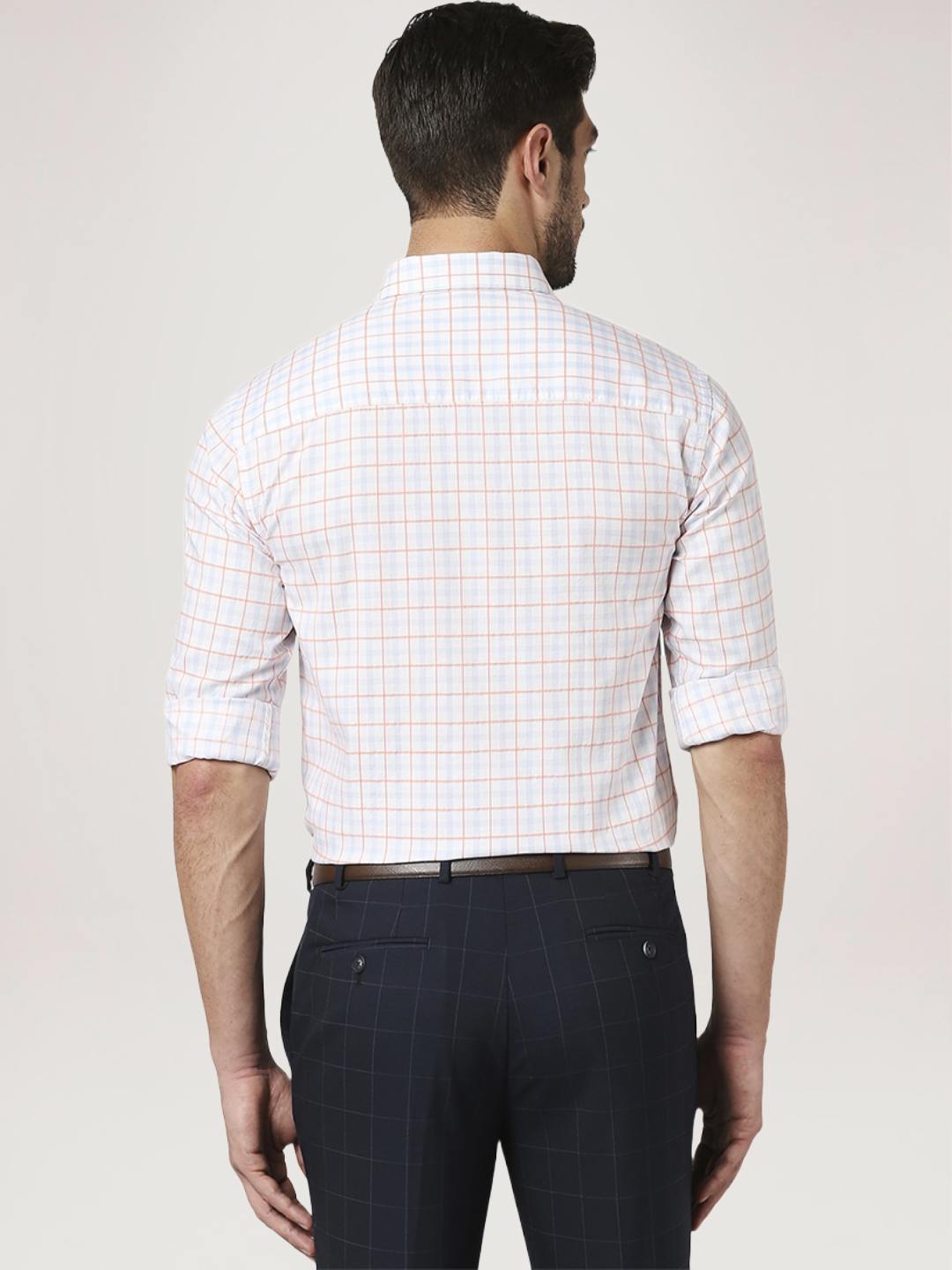 Park Avenue Men Medium Blue Checks Slim Fit Party Shirt