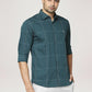 Park Avenue Men Dark Green Checks Slim Fit Party Shirt