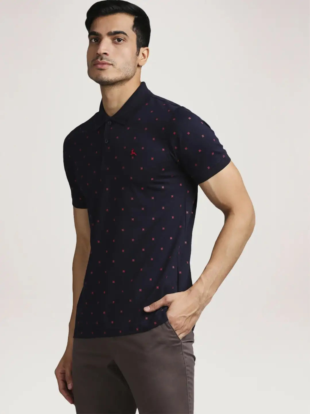 Parx Men Blue Printed Regular Fit Casual Polo