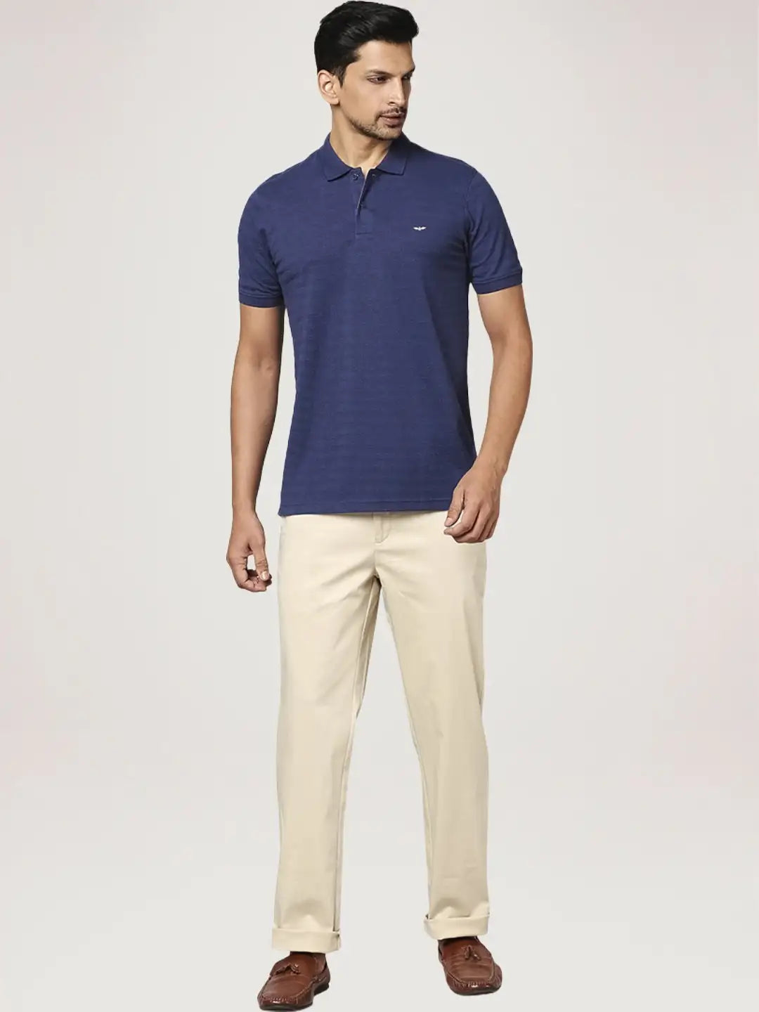 Park Avenue Men Blue Solid Slim Fit Casual Polo