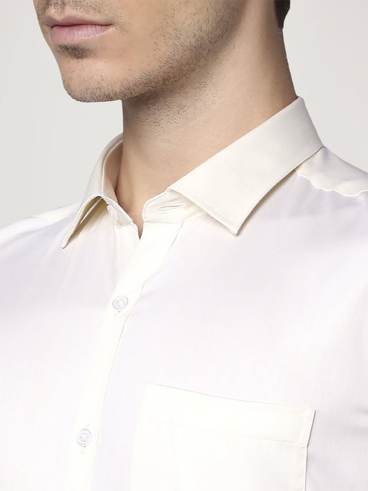 Park Avenue Men Light Yellow Solid Slim Fit Work Shirt