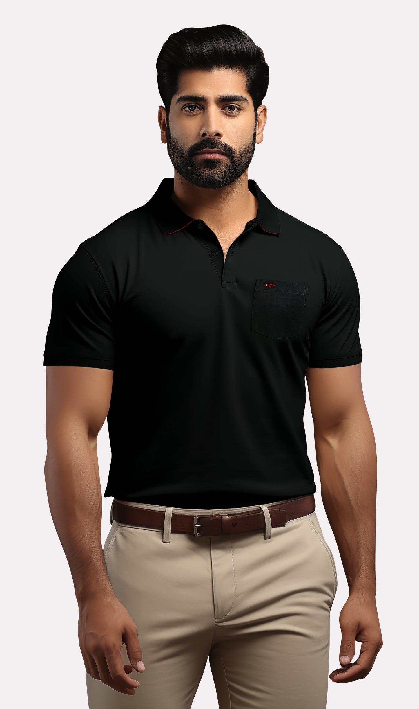 Men Black Tailored Fit Solid Cotton Half Sleeve T-Shirt