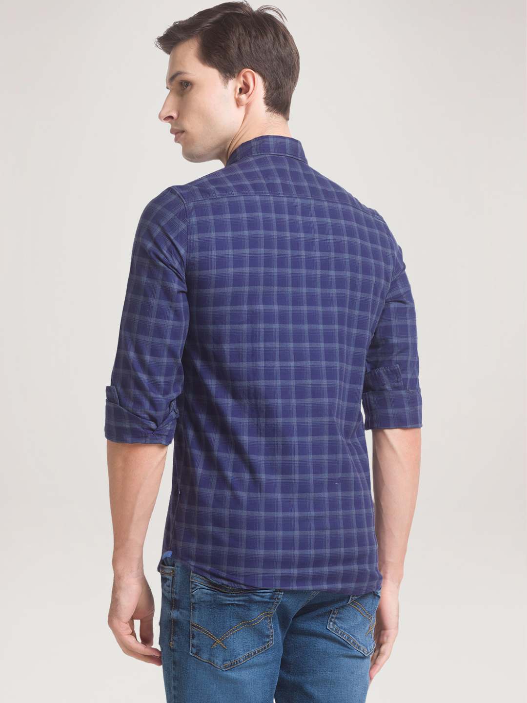 Parx Men Blue Checks Slim Fit Party Shirt