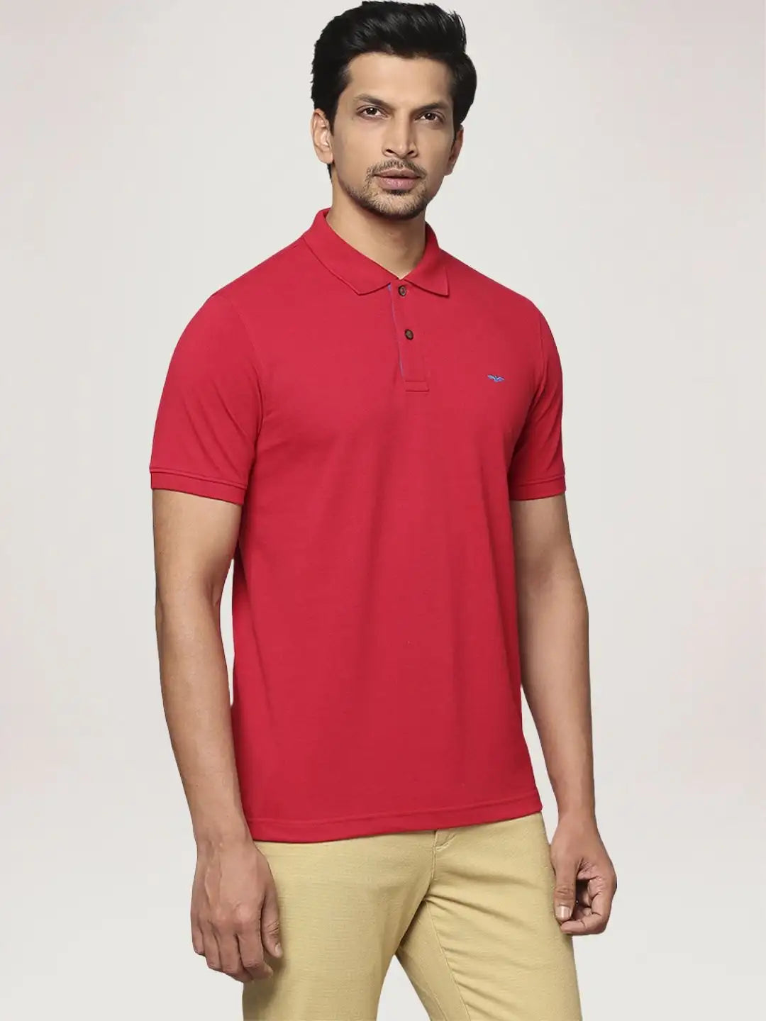 Park Avenue Men Medium Red Solid Slim Fit Casual Polo